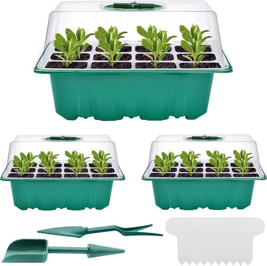 Set per mini-broeikas - Contenitore per semi - 3 pezzi