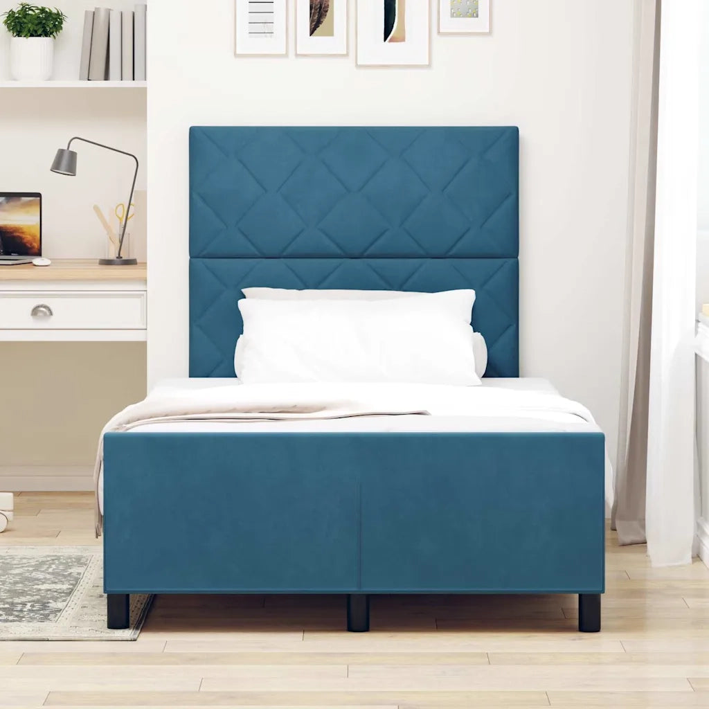 Letto a molle con testiera Blu Scuro 120 x 190 cm Velluto