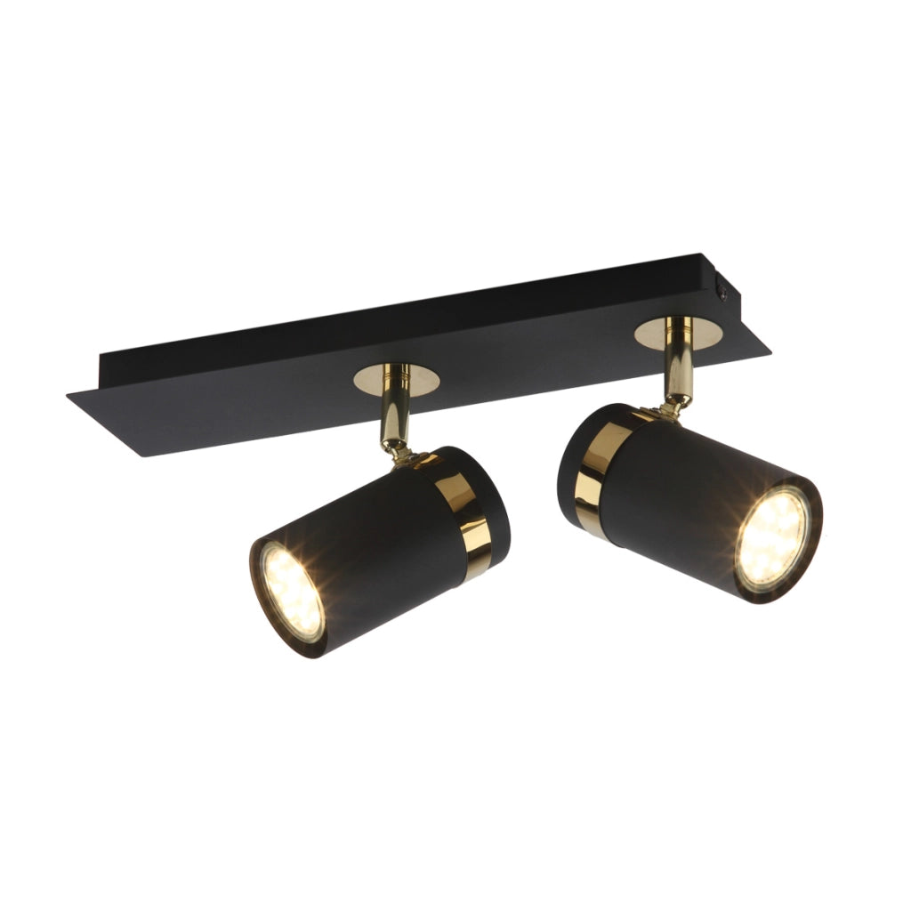Faretto soffitto doppio nero-oro orientabile 2xGU10