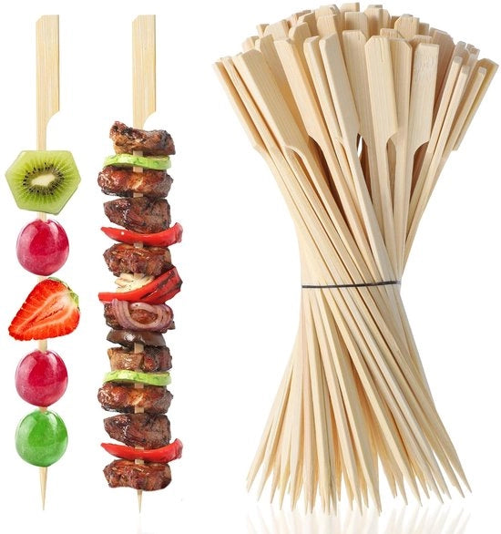 Spiedini in Bambù 20 cm - 100 pezzi Spiedini in Legno - Accessori BBQ - Cibo per Fiamma - Fiamma da Campo - Decorazioni Creative