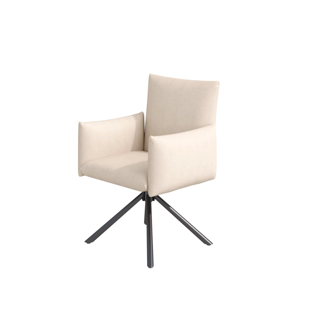 Set di 2 sedie girevoli 61.98x54.99x53.34 cm con braccioli e schienale ergonomico in velluto e metallo beige