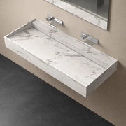 Lavabo consolle sospeso modello freya in artificial stone bianco venato *** finitura- bianco, confezione 1