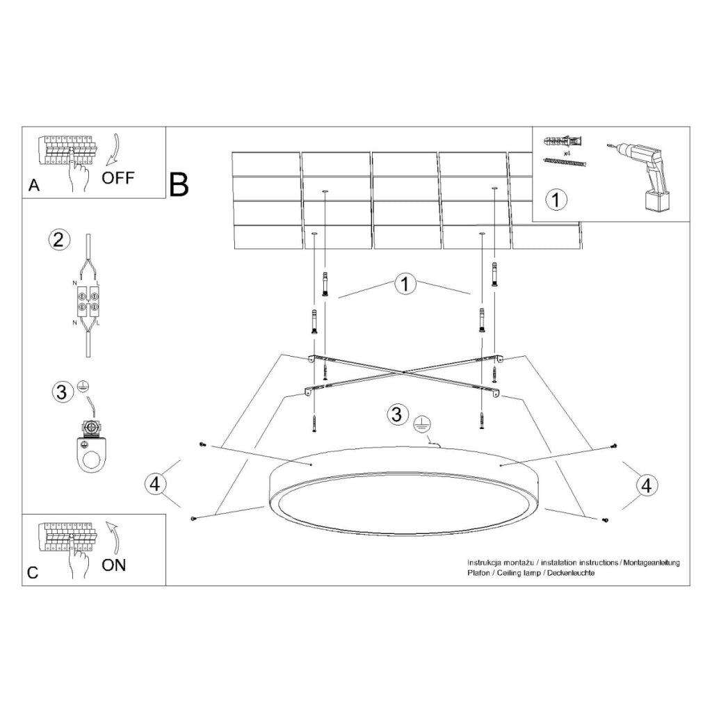 Lampada da soffitto a LED Onyx Deep Space 65W 5177lm 3000K Alluminio nero