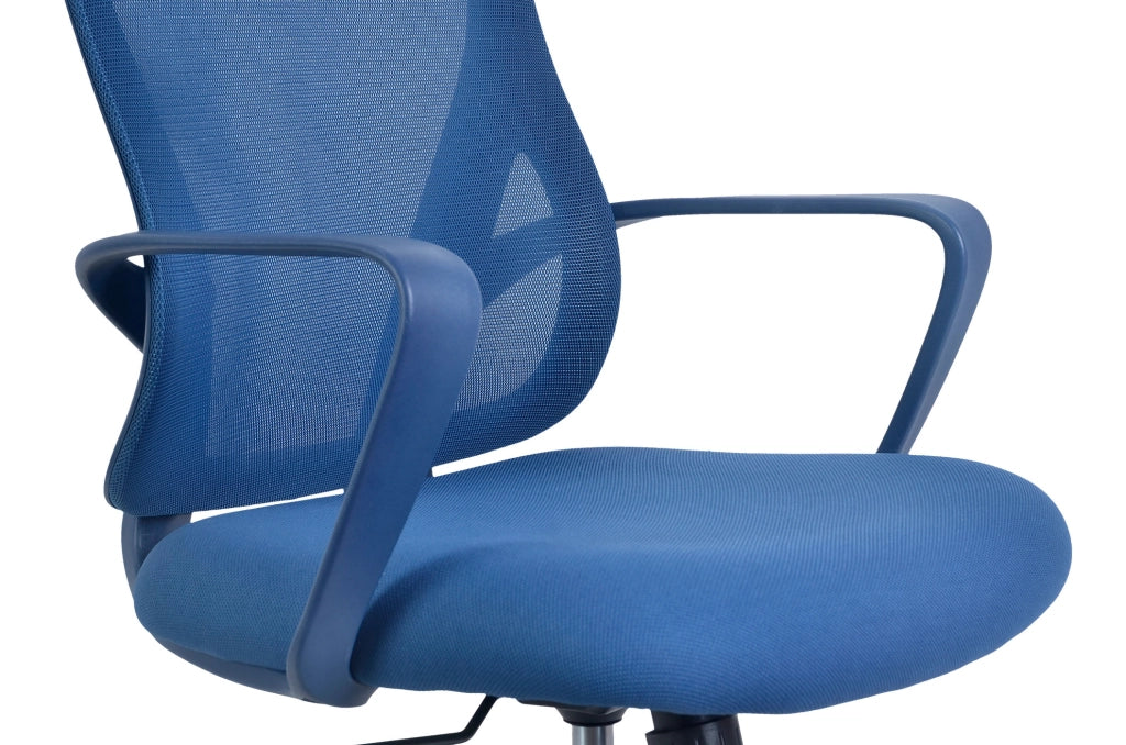 Sedia studio Hispanohogar altezza regolabile in tessuto blu