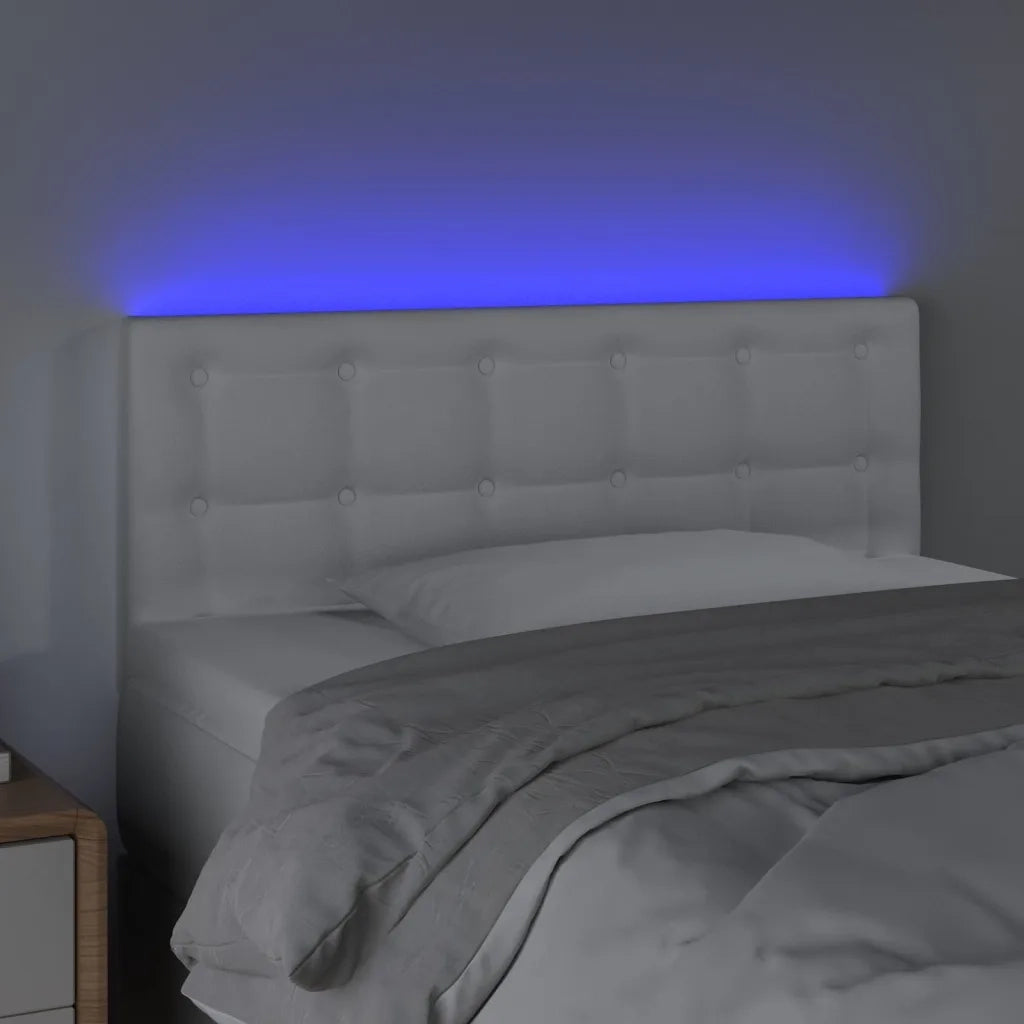 Testiera | Testata Bianco a LED 100x5x78/88 cm in Similpelle