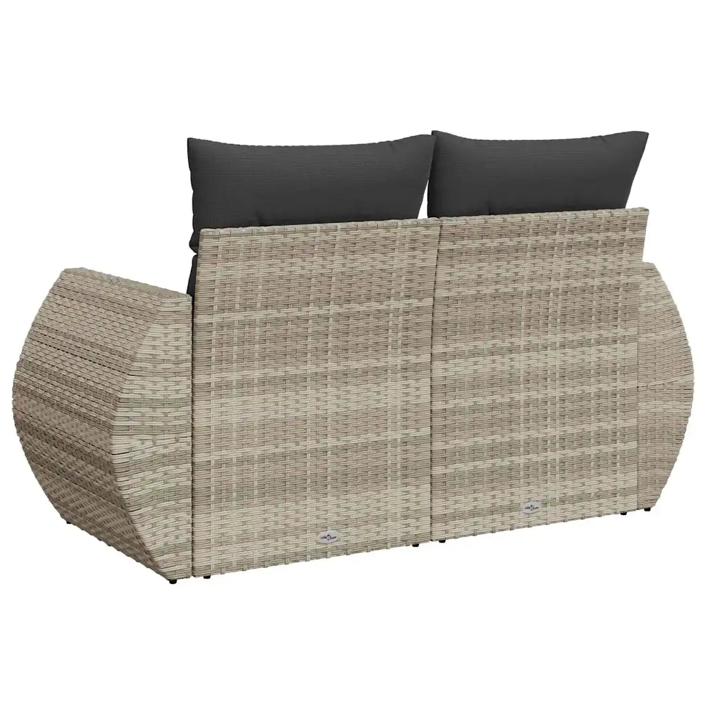 Divano da Giardino con Cuscini 2 Posti-Sofa da Giardino-Divano da esterno Grigio Chiaro Polyrattan 773872
