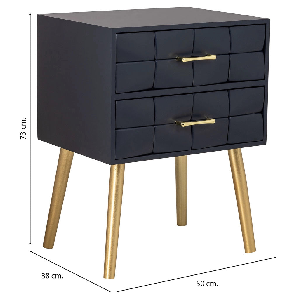 Comodino in legno nero 50x38x73h cm