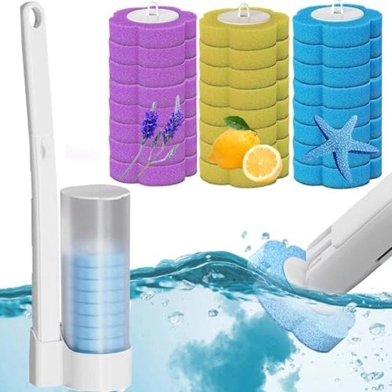Set di Pulizia WC da Svuotare con Alloggiamento e 24 Flessi di Pulizia