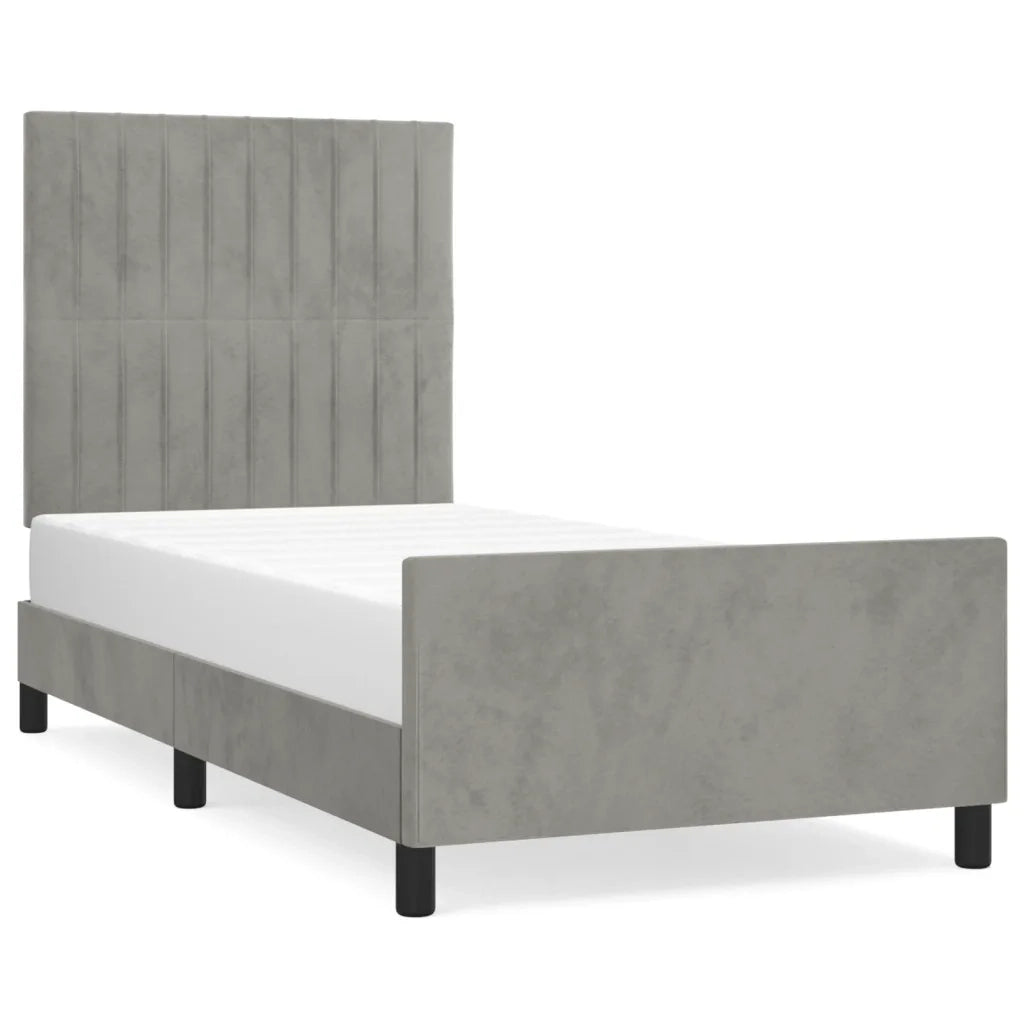 Giroletto senza Materasso-Struttura Letto Grigio Chiaro 90x190 cm Velluto 840137
