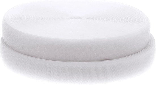 Nastro di Veloce da cucire 12m x 20mm - Chiusura Extra Resistente - Banda di 20mm con Gancio e Cerniera - Nastro di cucito non adesivo - Bianco per bambini