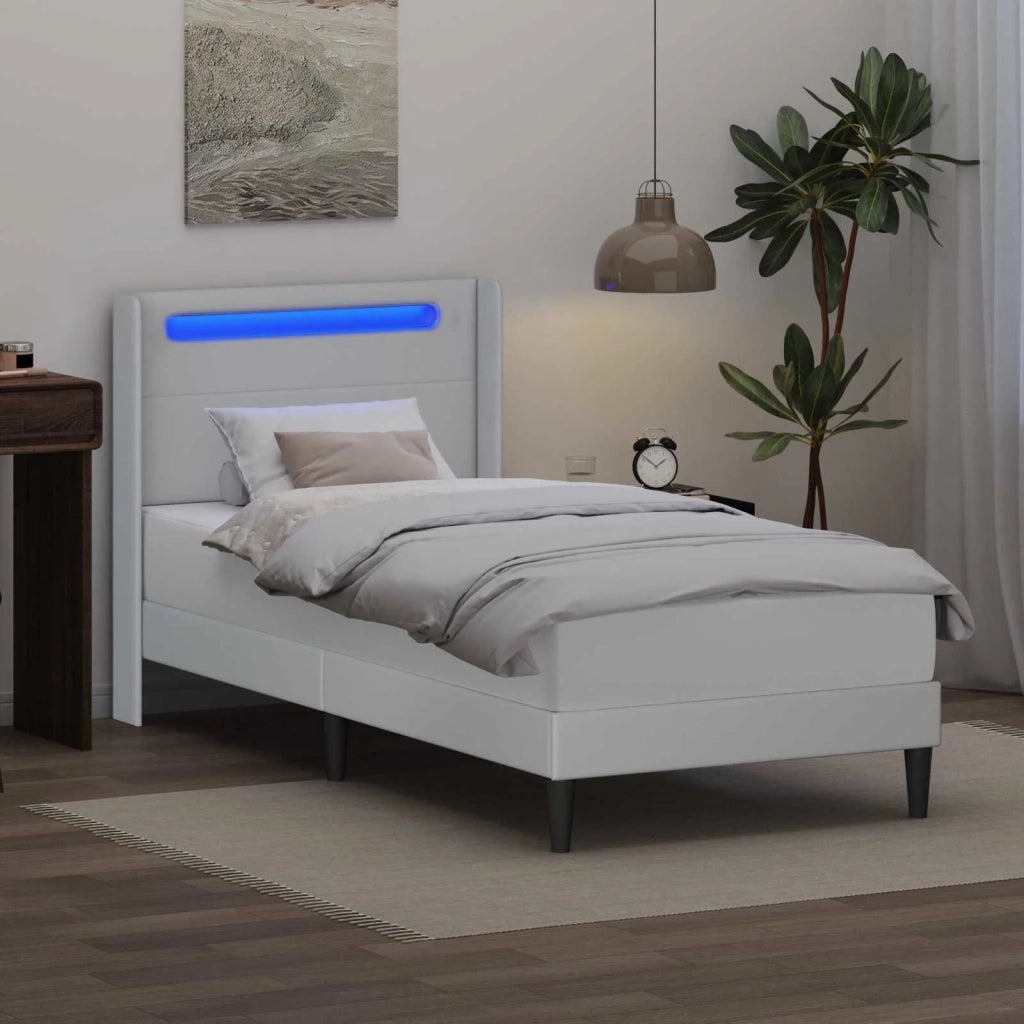 Letto singolo | Letto per adulti | Struttura letto con materasso Bianco 100 x 200 cm Similpelle