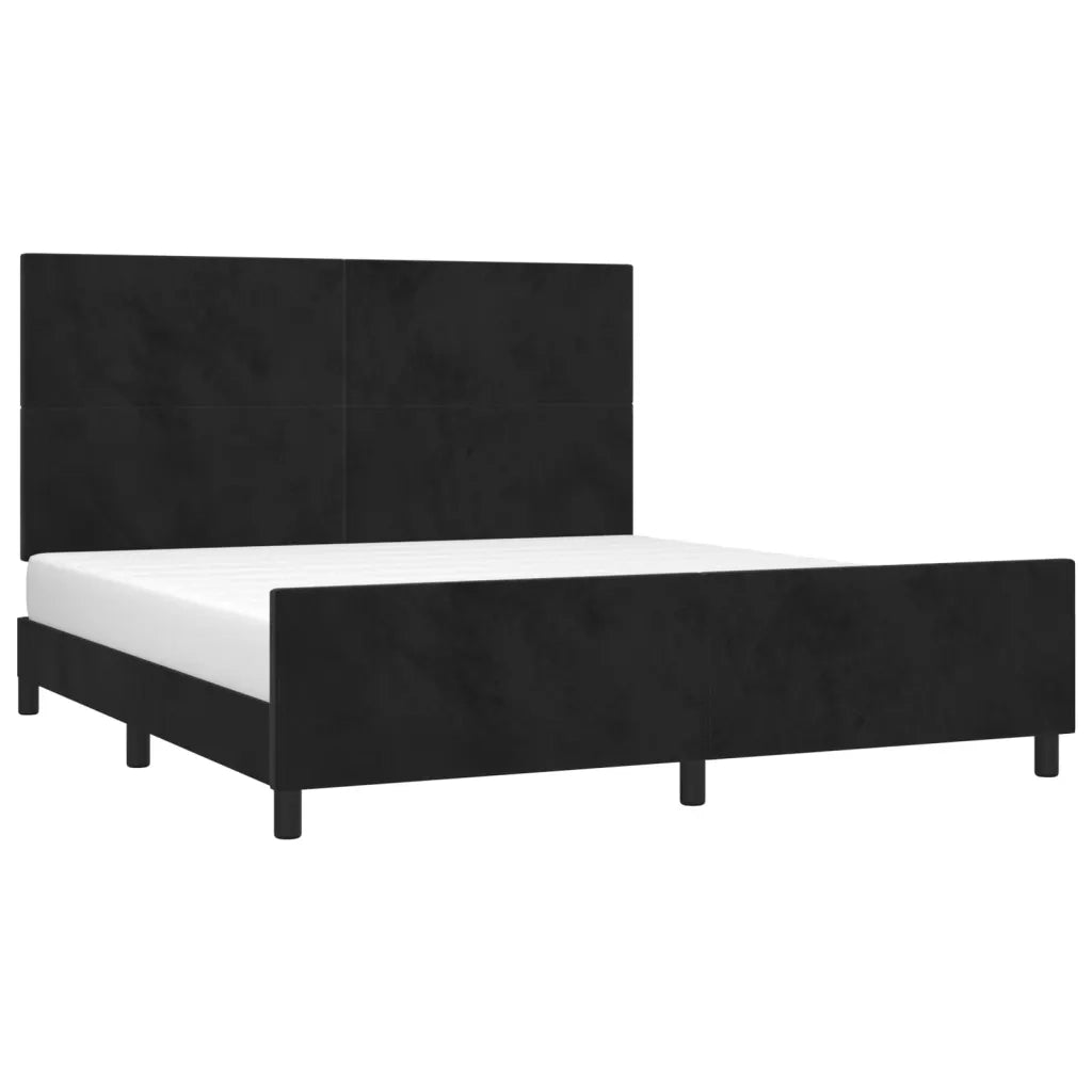 Letto matrimoniale | Letto per adulti | Giroletto senza Materasso Nero 160x200 cm in Velluto