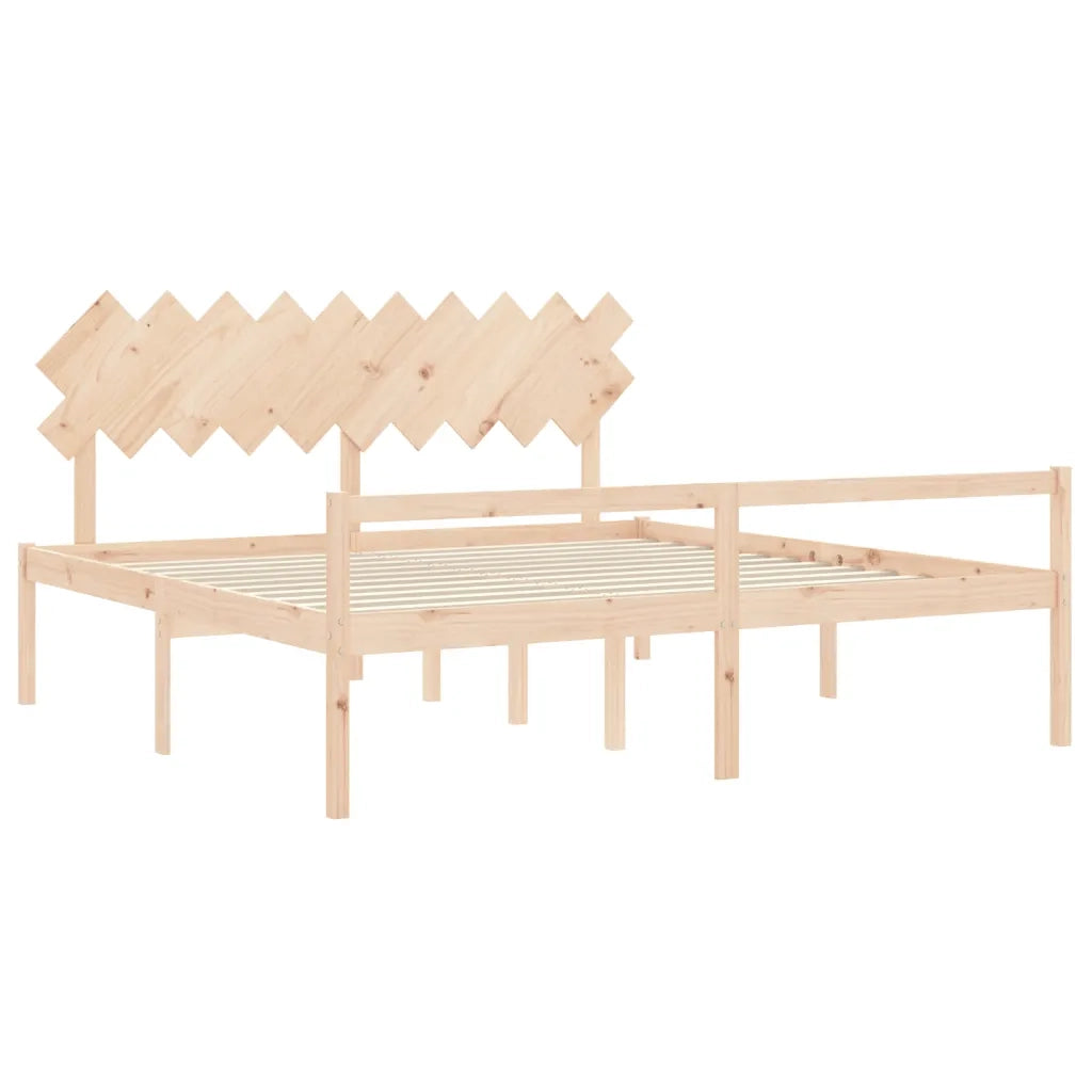 Letto matrimoniale | Letto per adulti | Letto per Anziani con Testiera 200x200 cm in Legno Massello