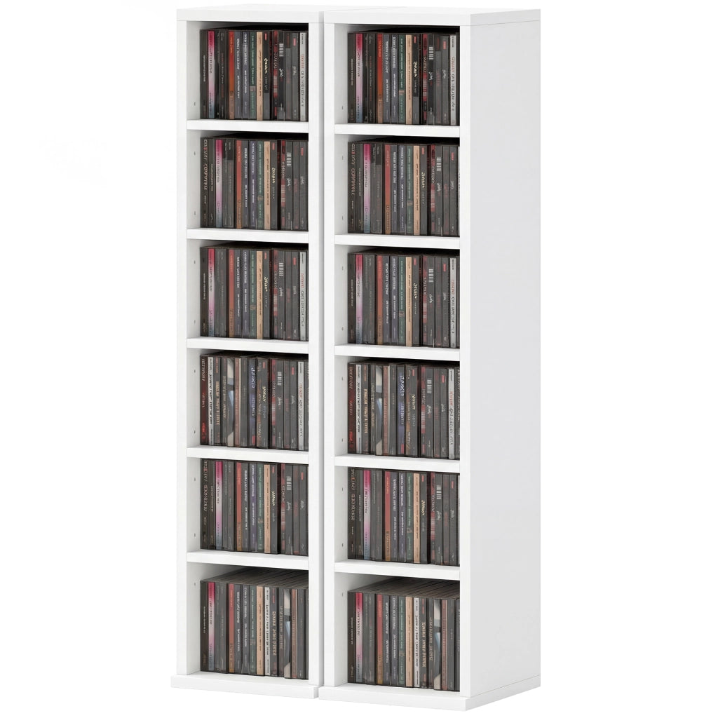 Scaffale per CD e DVD regolabile ¨C Minimal ¨C Bianco 80x24x20