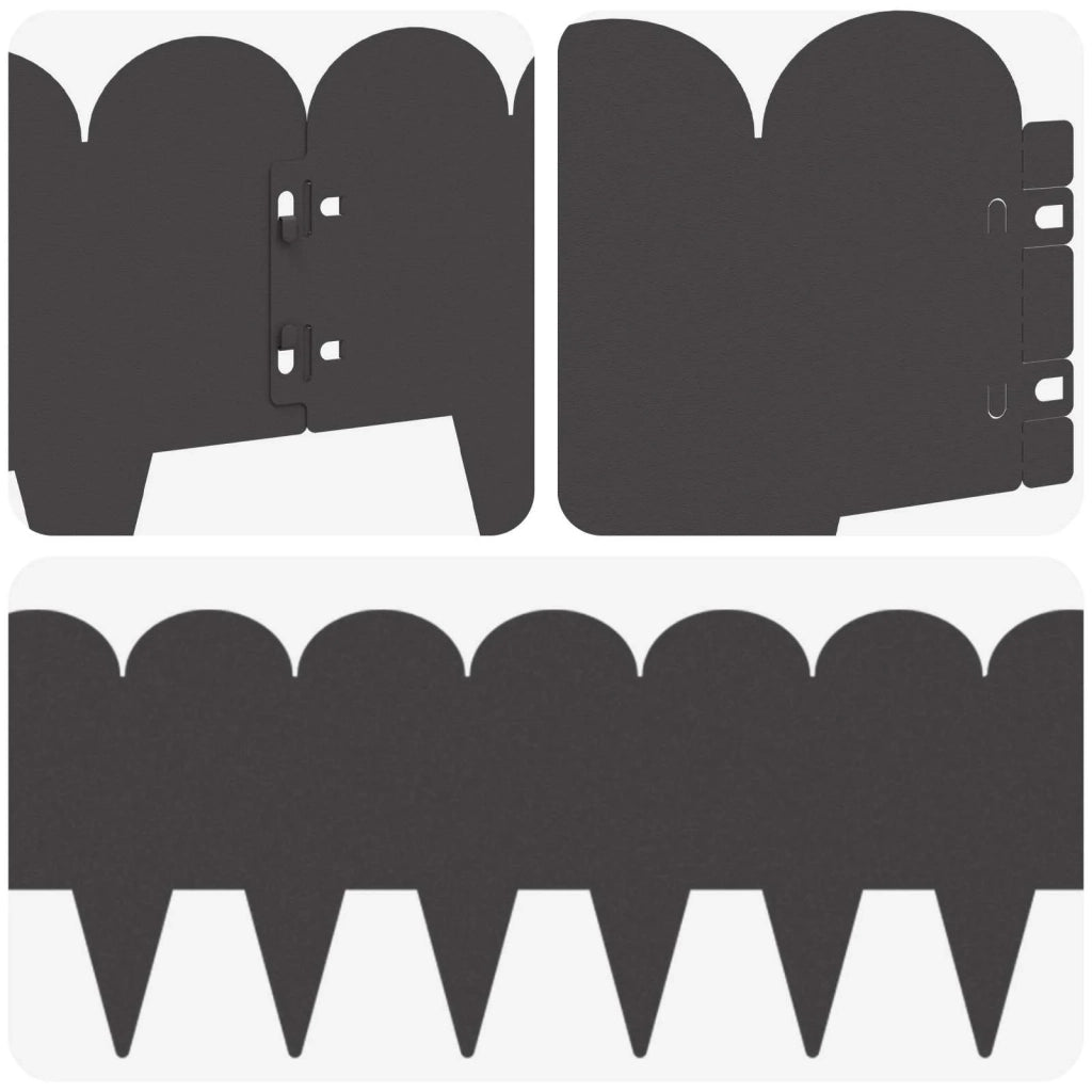 Bordura per Prato 30 pcs 103 x 20 cm Acciaio Nero 8008674