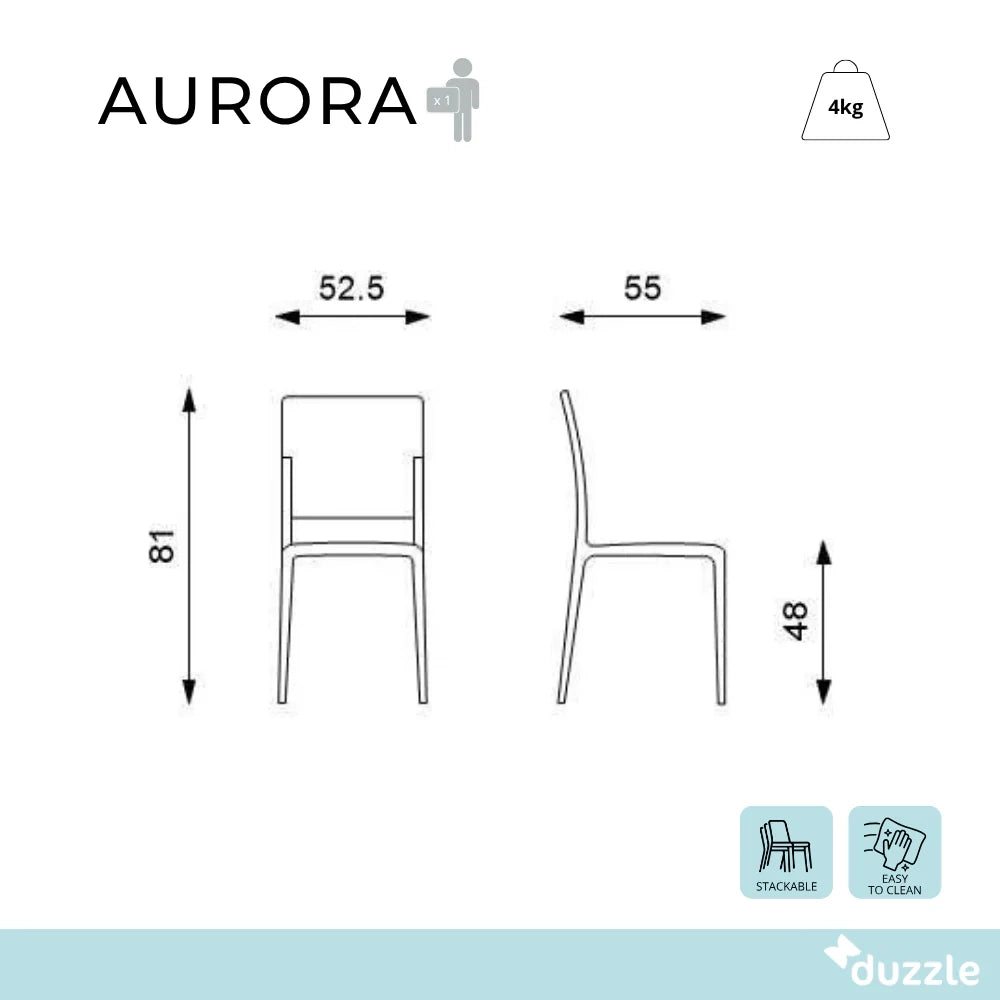 Set di 4 sedie da pranzo e da esterno impilabili in polipropilene grigio scuro Aurora con struttura in polipropilene facili da pulire | Duzzle