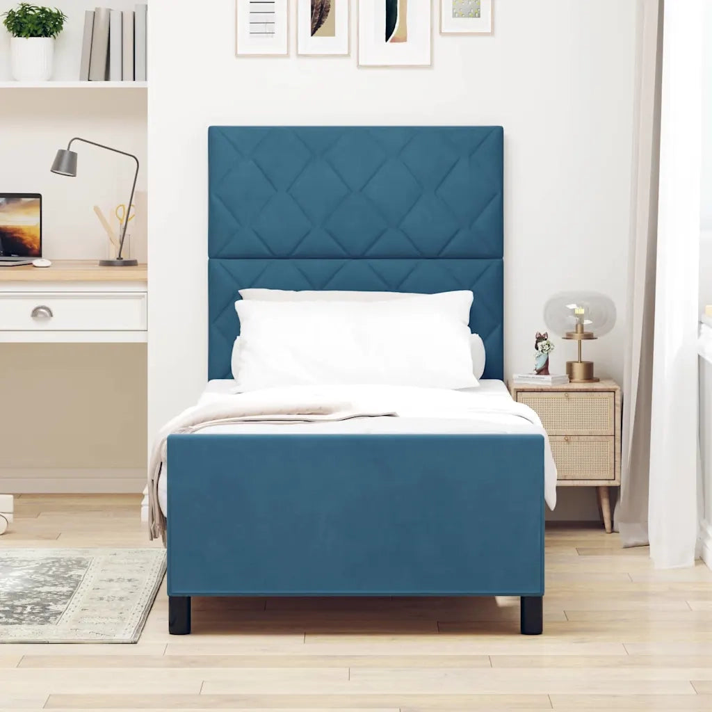 Letto a molle con testiera Blu Scuro 90 x 200 cm Velluto 3344985