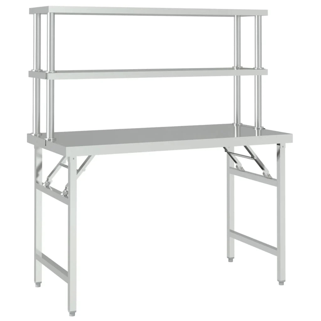 Tavolo da lavoro professionale da cucina con ripiano 120 x 60 x 145 cm acciaio inox 02_0045424