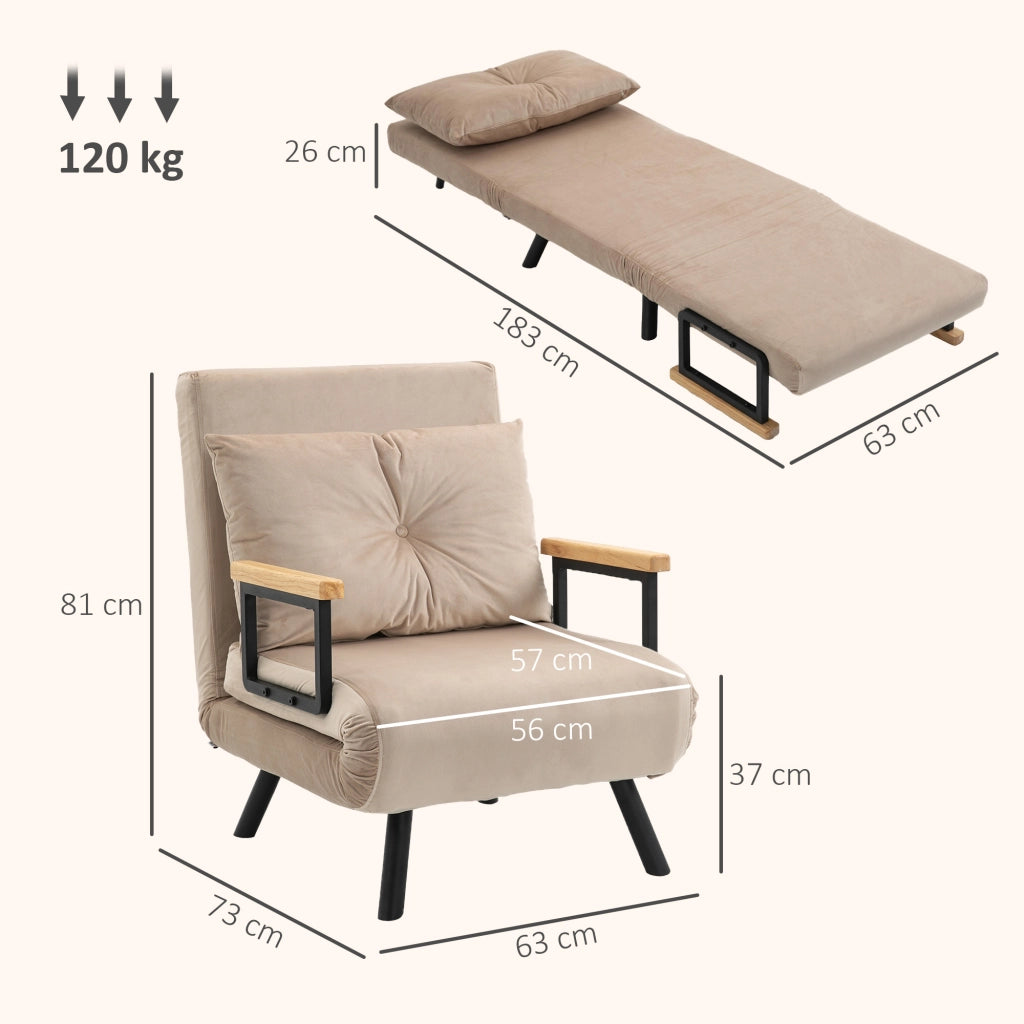Divano letto 1 posto imbottito con cuscino ¨C Minimal ¨C beige