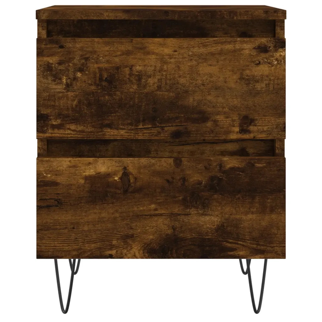 Comodini 2pz Rovere Fumo 40x35x50 cm in Legno Multistrato 826887