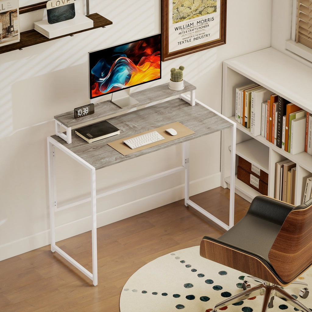 Scrivania computer pieghevole con supporto monitor ¨C Xylo ¨C Legno naturale 100x48x87,5cm
