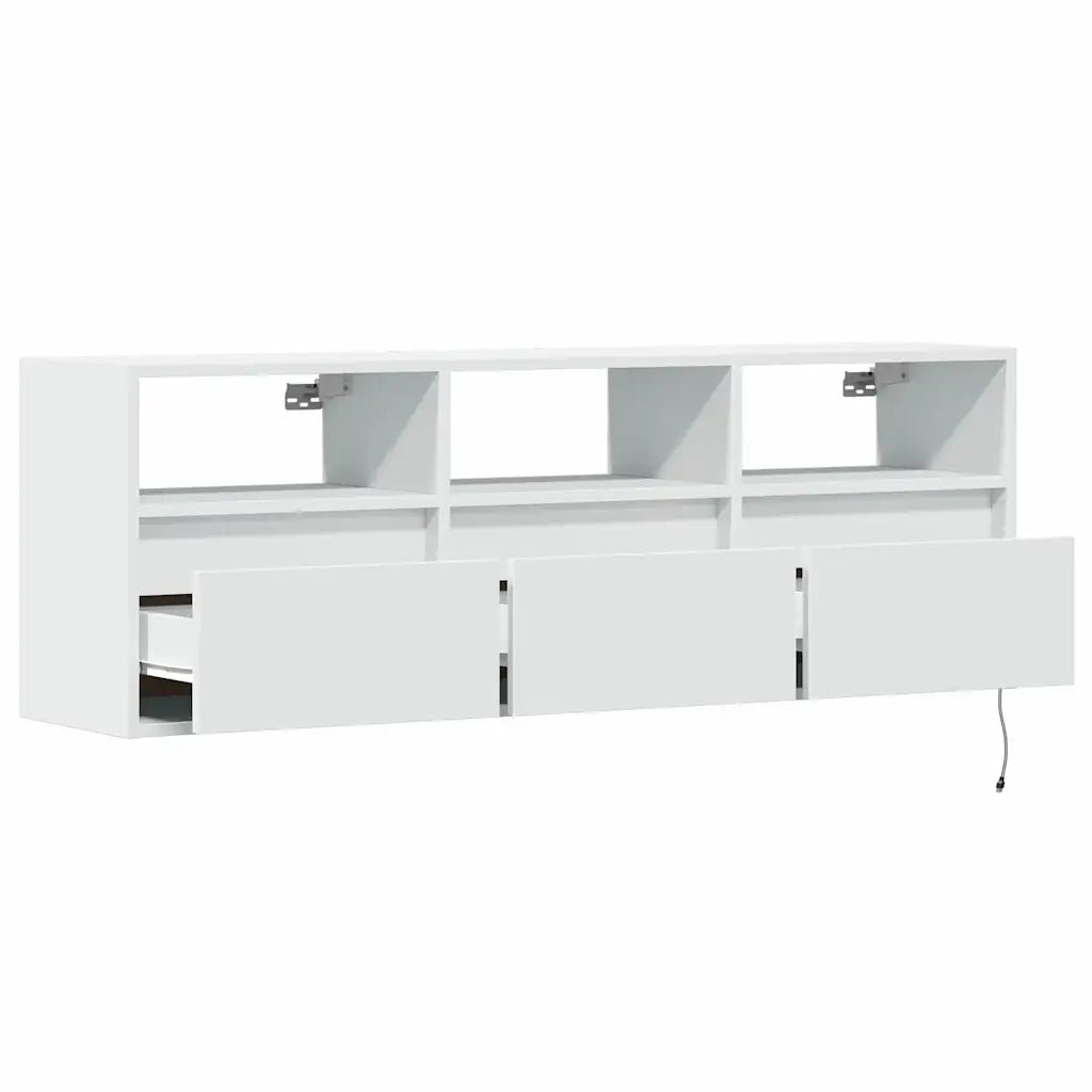 Mobile TV a Parete con Luci LED Bianco 130x31x45 cm 852341