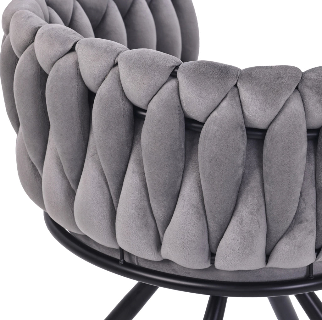 Set di 6 sedie girevoli da pranzo con schienale ergonomico in velluto grigio