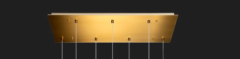 SOSPENSIONE OTTONE SAT. 7 LUCI RETTANGOLARE VETRI 3X TR + 4X FU 1177OS-S7 R-TF