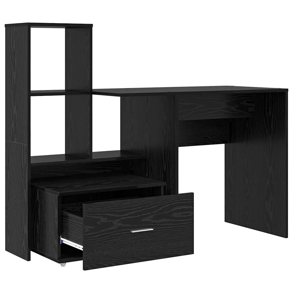 Scrivania | Tavolo da Ufficio Rovere Nero 131,5 x 50 x 106,5 cm Legno multistrato