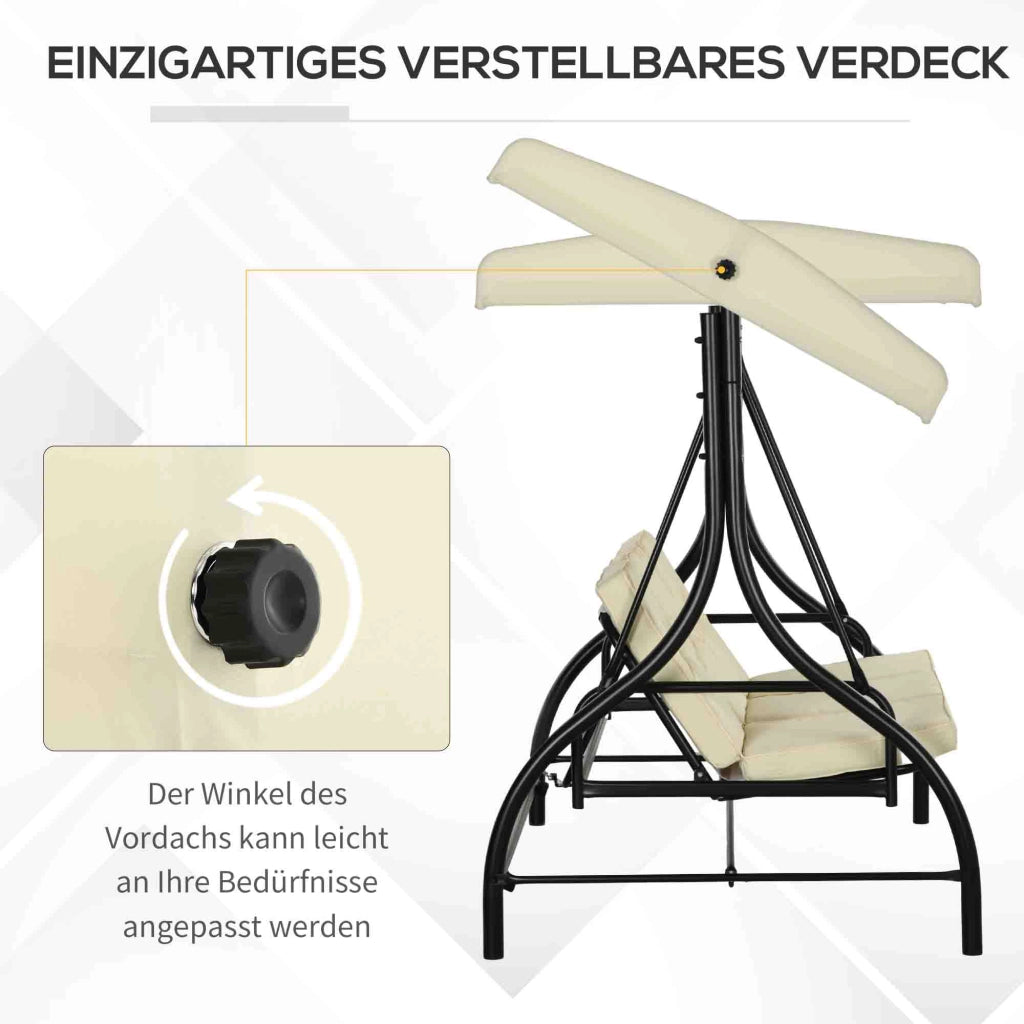 Dondolo da giardino con tetto parasole ¨C Xylo ¨C 3 posti, struttura in metallo