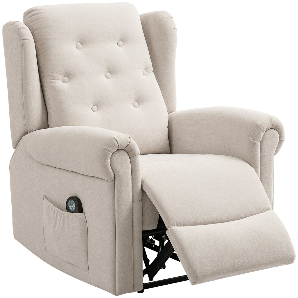 Poltrona relax massaggiante con riscaldamento e poggiapiedi regolabile - Xylo - beige