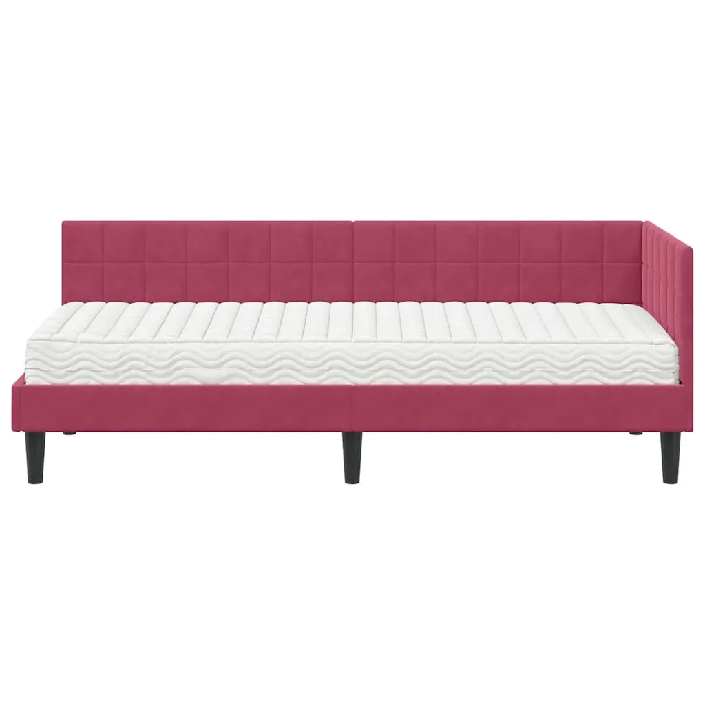 Struttura Letto Angolare con Materasso 2 pcs Verde Velluto 3393962