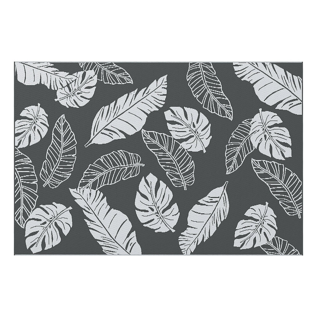 Tappeto da esterno ¨C zephmum ¨C grigio/bianco, 182x274cm, effetto foglie, idrorepellente
