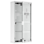 Mobile bagno con anta in vetro satinato; serratura e croce primo soccorso in acciaio inox per bagno; 30×12×60 cm