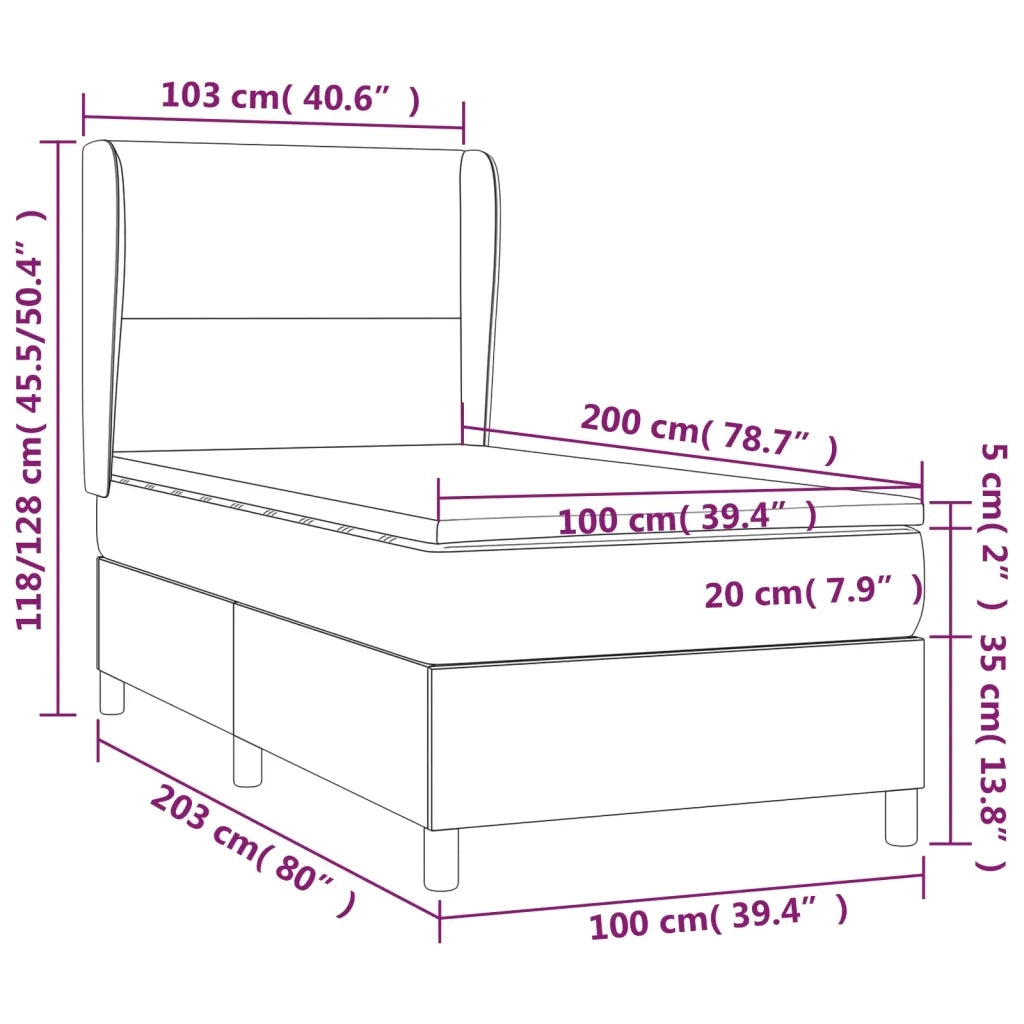 Giroletto Molle Materasso e LED Cappuccino 100x200cm Similpelle 3139252