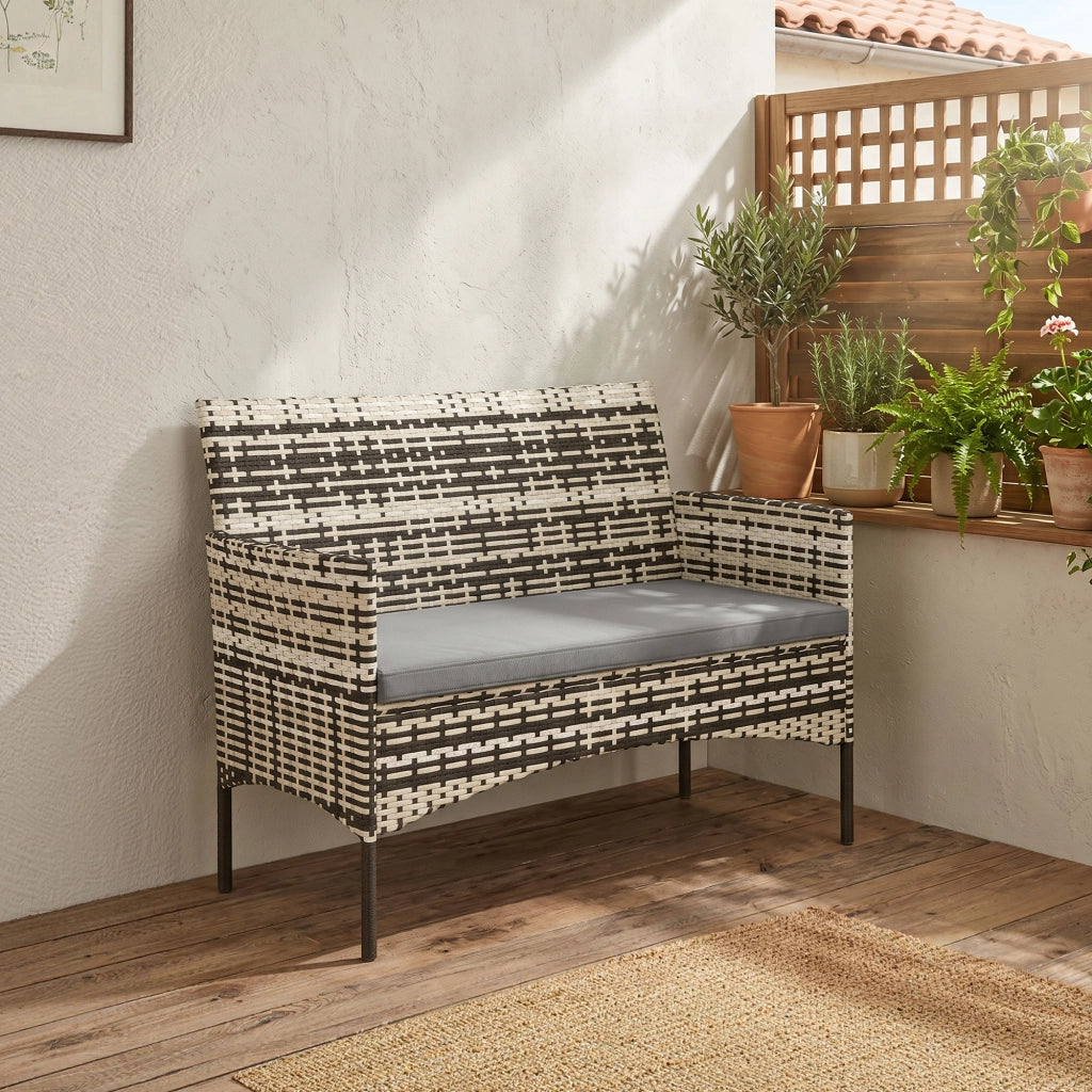 Divano 2 posti da giardino in polyrattan ¨C Xylo ¨C grigio chiaro con cuscini