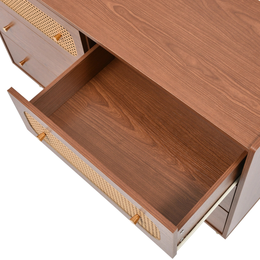 Cassettiera con 6 cassetti in legno e metallo colore noce