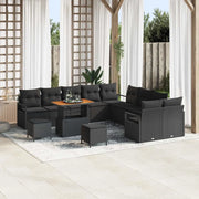 Set Divano da Giardino con cuscino 13 pcs Nero polyrattan