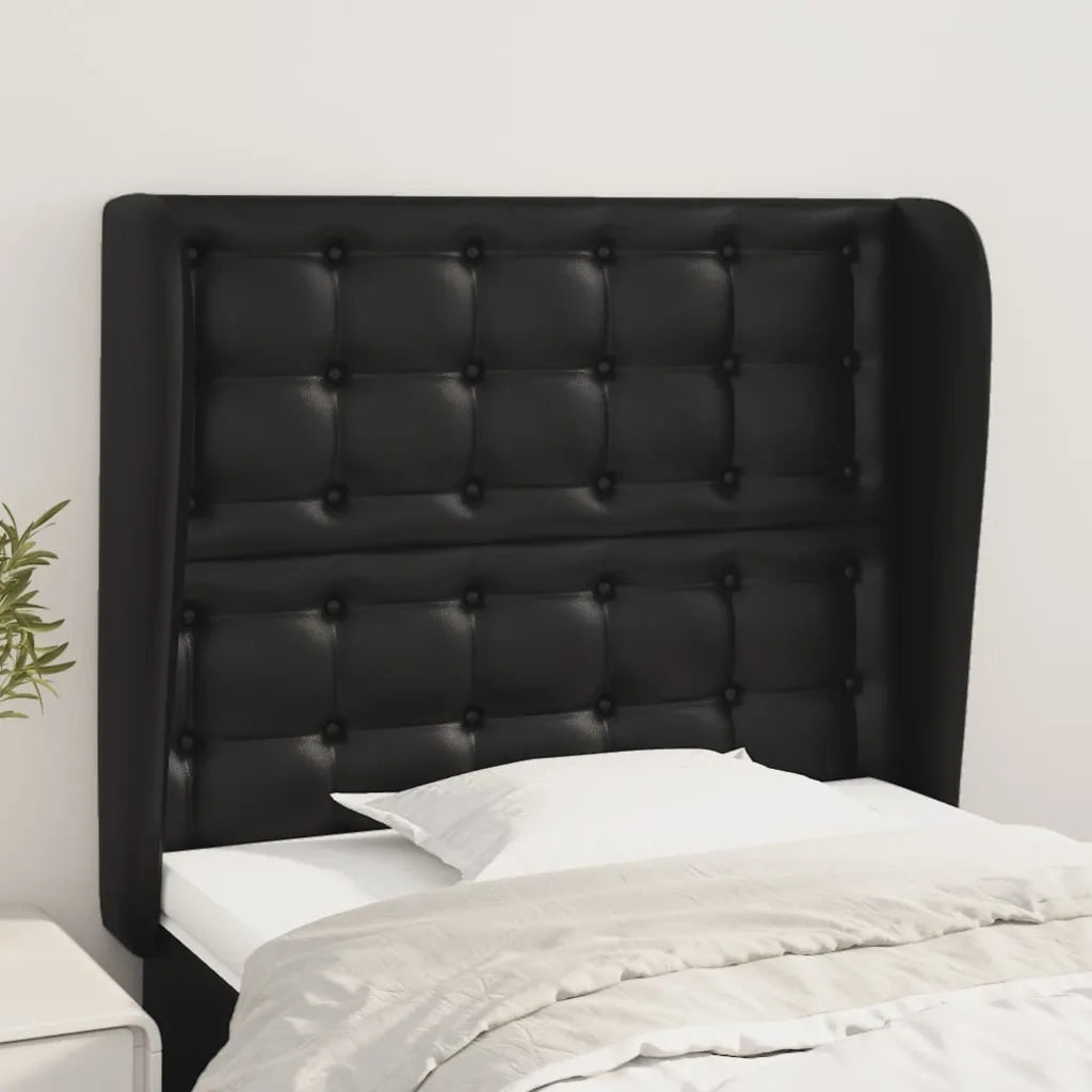 Testiera ad Orecchio-Testata con Orecchie Nera 103x23x118/128 cm in Similpelle 535550