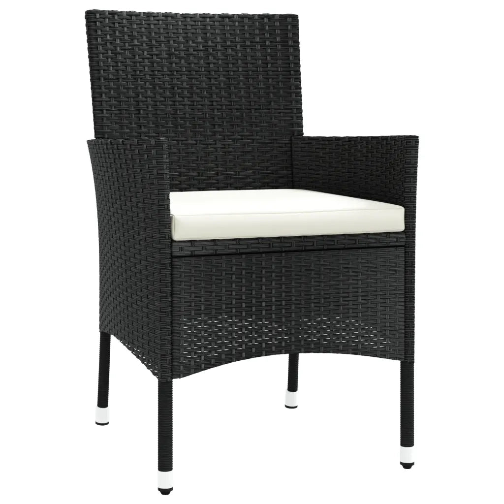 Set Bistrò da Giardino 3 pz con Cuscini in Polyrattan Nero 3187414