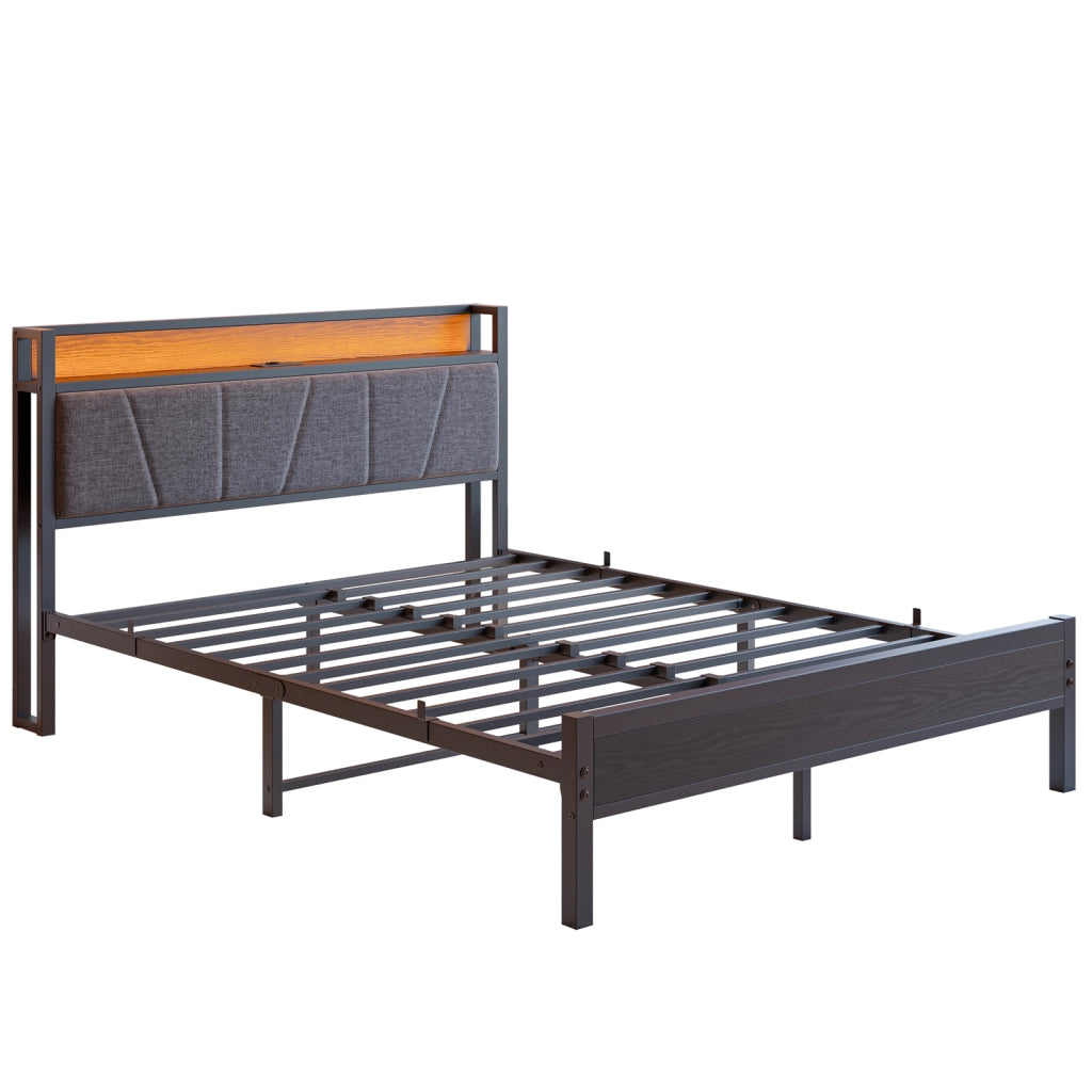letto mdf metallo nero 140 x 200 cm