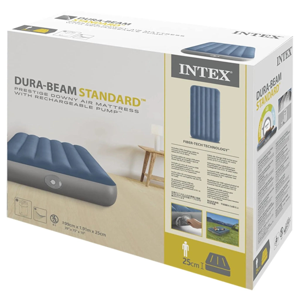 INTEX Letto d'aria con pompa  Blu Scuro e Grigio 99 x 191 x 25 cm 42035638