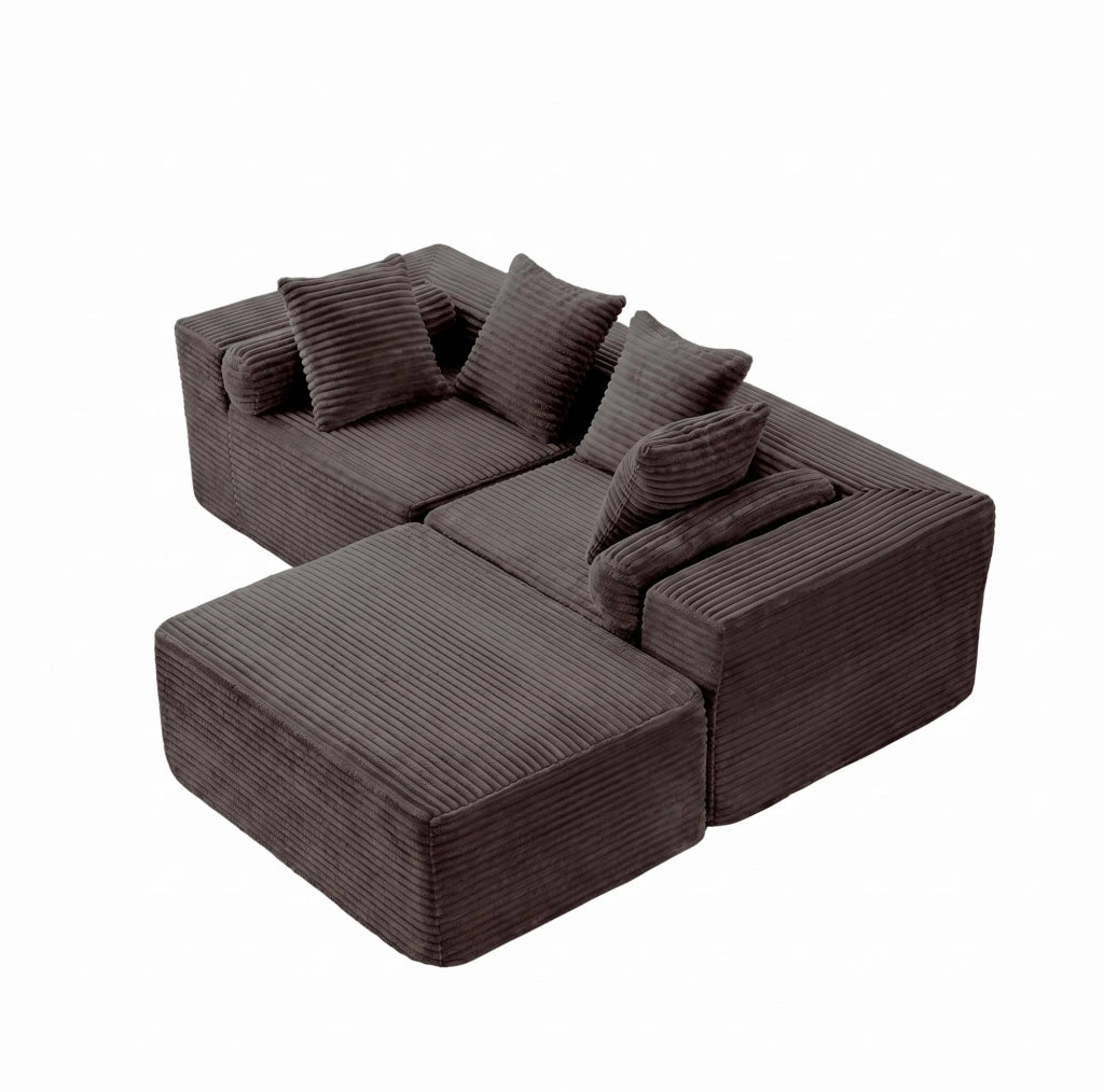 Divano modulare a L con chaise longue; 266 cm; in schiuma e molle; nero