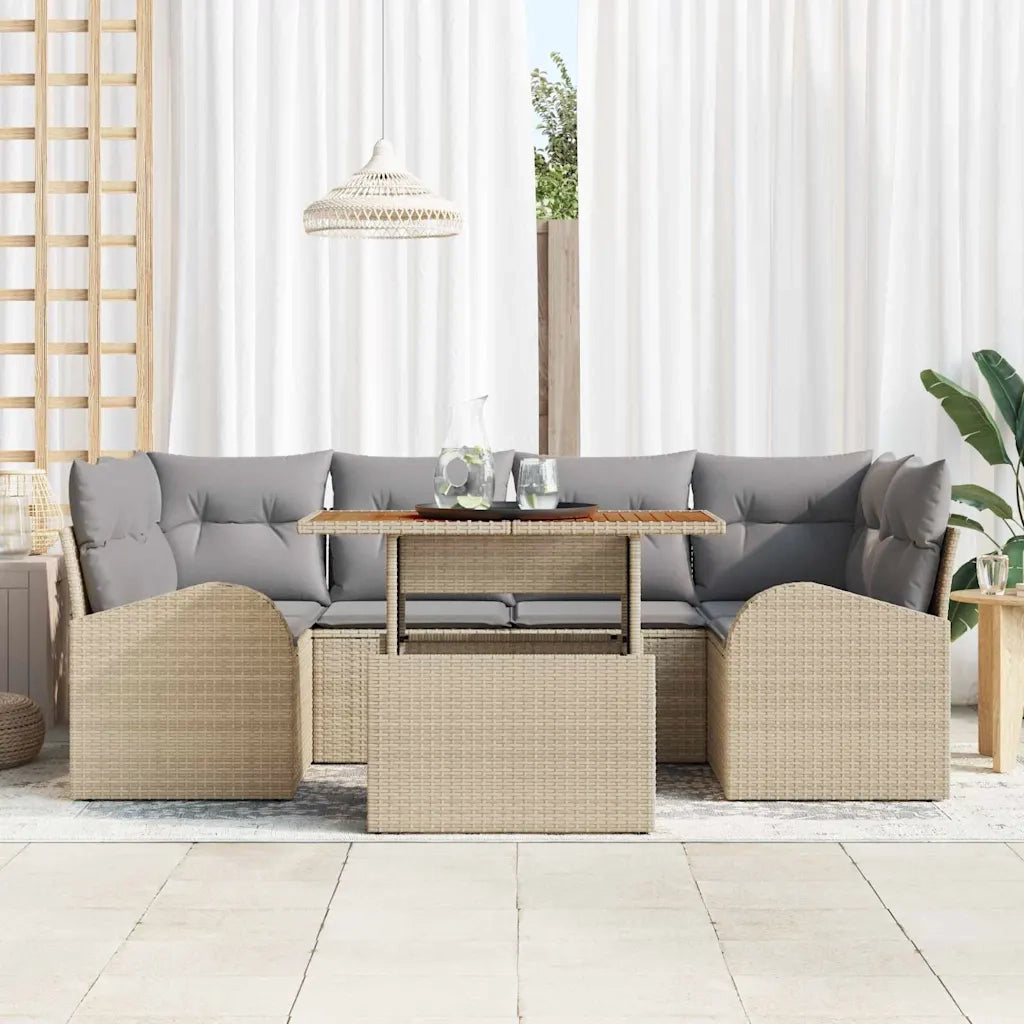 Set Divano da Giardino con cuscino 7 pcs beige e grigio chiaro 3349538