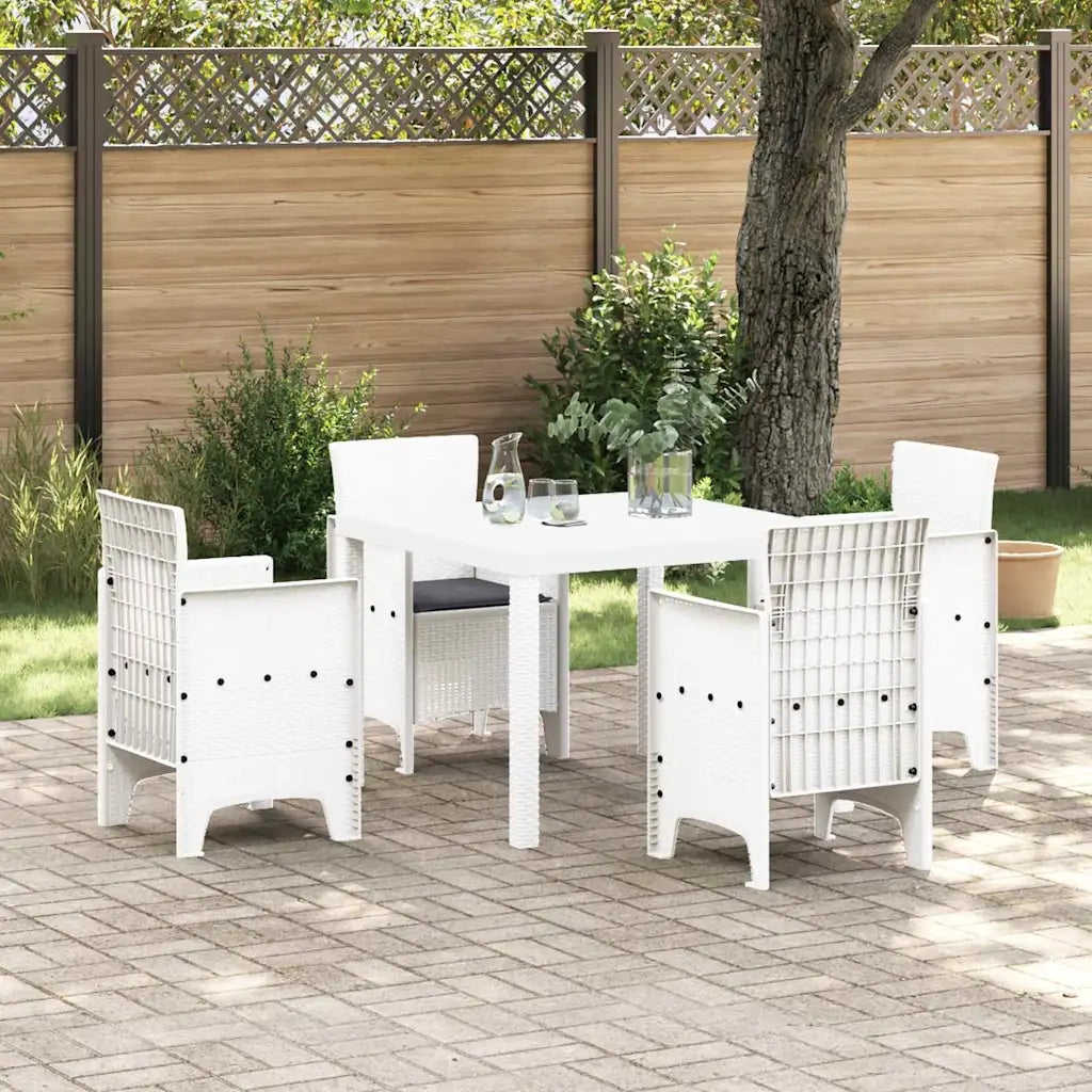 Set da Pranzo per Giardino 5 pcs Bianco Polipropilene