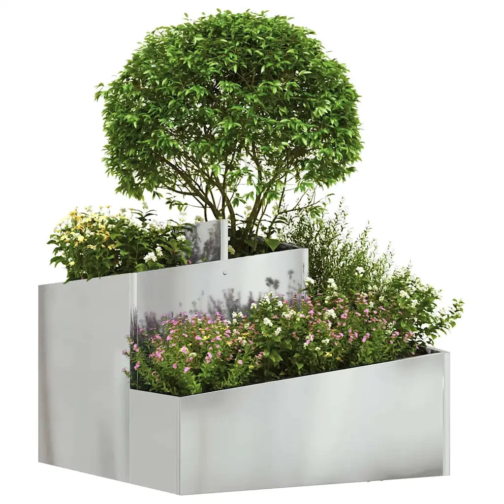 Fioriere | Cassetta per fiori | Vaso da giardino Argento 60 x 60 x 50 cm Acciaio zincato