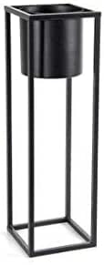 LIVING PORTAPIANTE IN METALLO STILE INDUSTRIAL 15X15X50 CM NERO