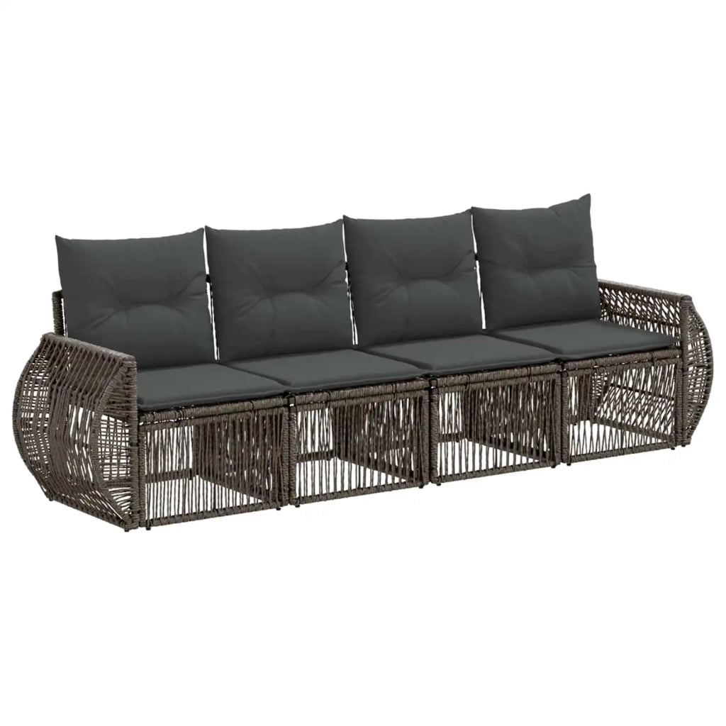 Set Divano da Giardino 4 pz Grigio e Grigio Scuro polyrattan 3435341