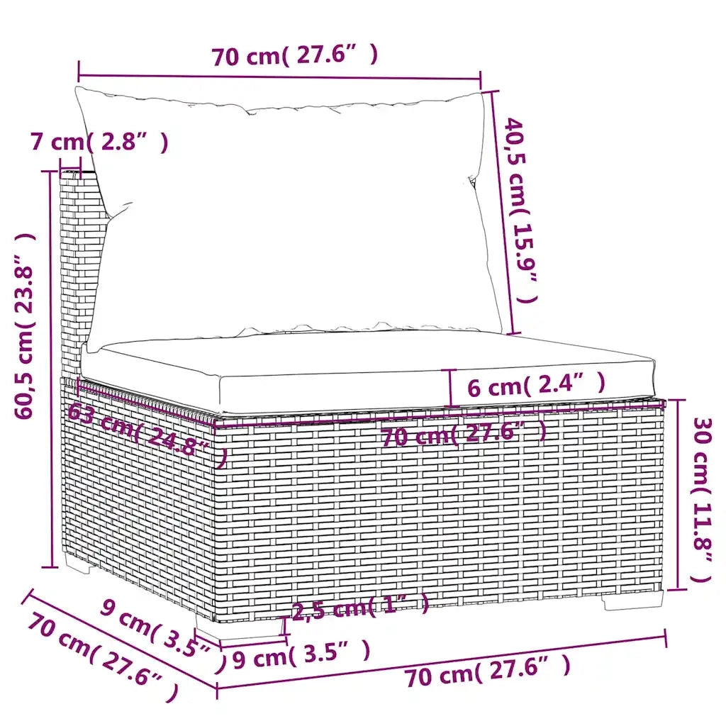 Set Divani da Giardino 4 pz con Cuscini in Polyrattan Nero 3101673