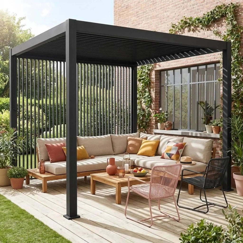 Set di 3 persiane verticali 1m pergola bioclimatica, antracite